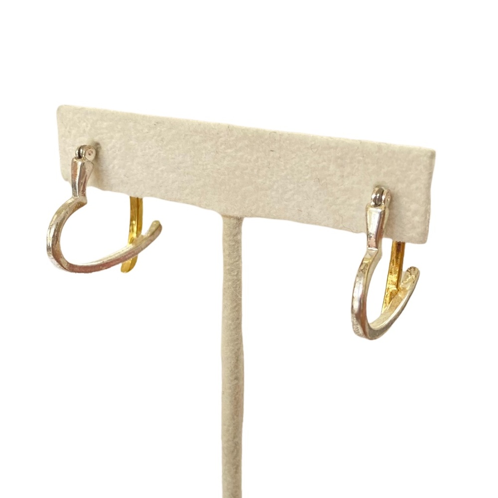 Mix metal gold silver heart post earrings